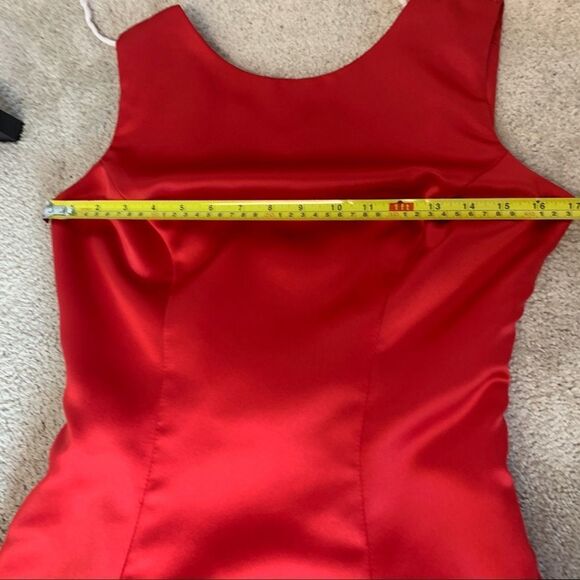 BILL Levkoff Red satin crisscross bow back prom wedding bridesmaid gown dress🔥 - Picture 8 of 11